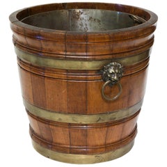 Brass Bound Coopered Mahogany Pail