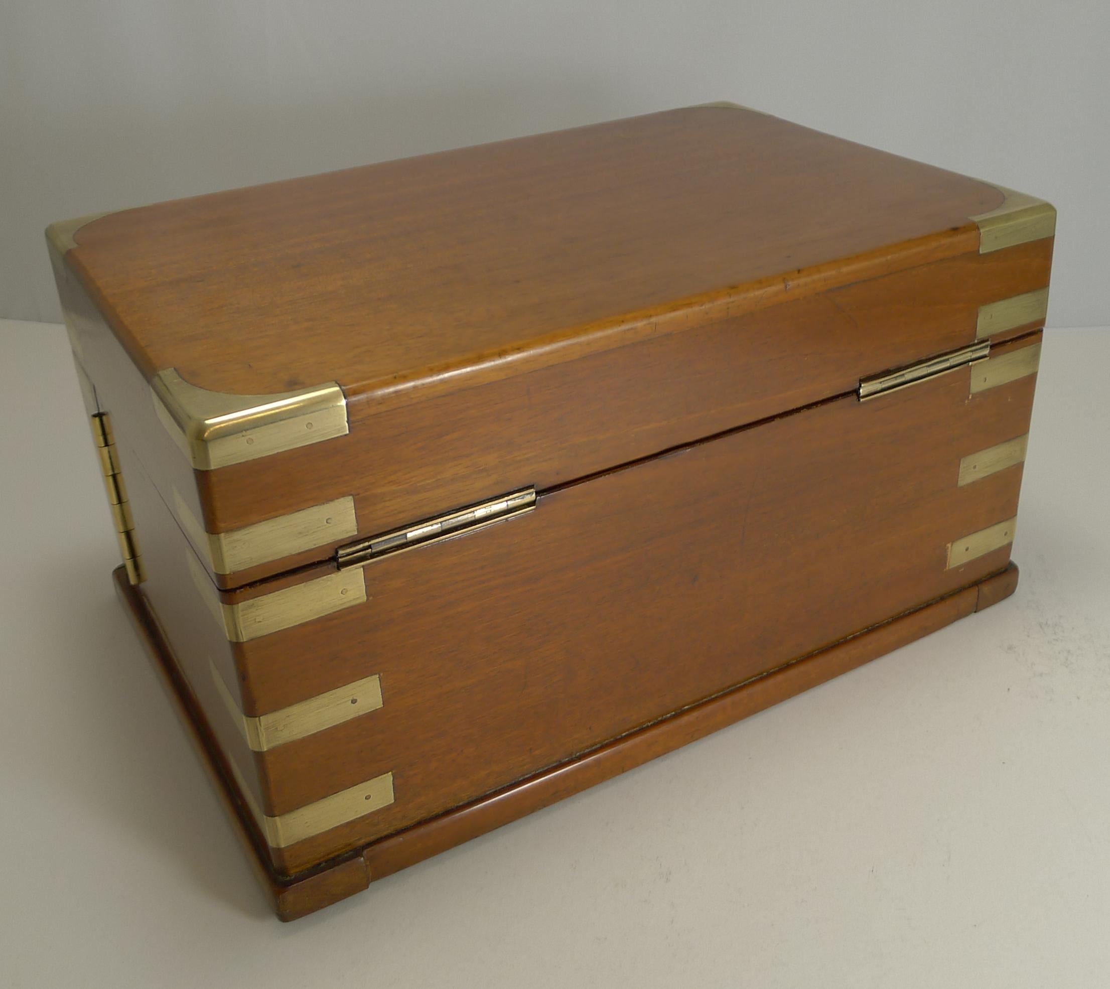 English Brass Bound Mahogany Games Box / Compendium, circa 1890-1900