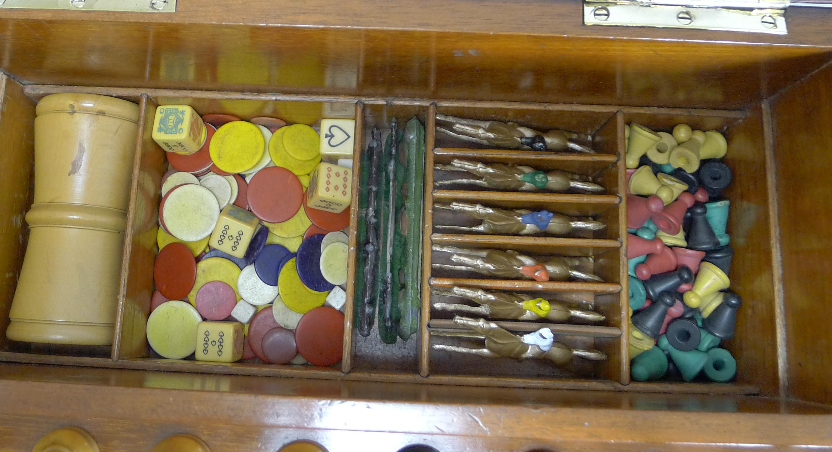 Brass Bound Mahogany Games Box / Compendium, circa 1890-1900 1