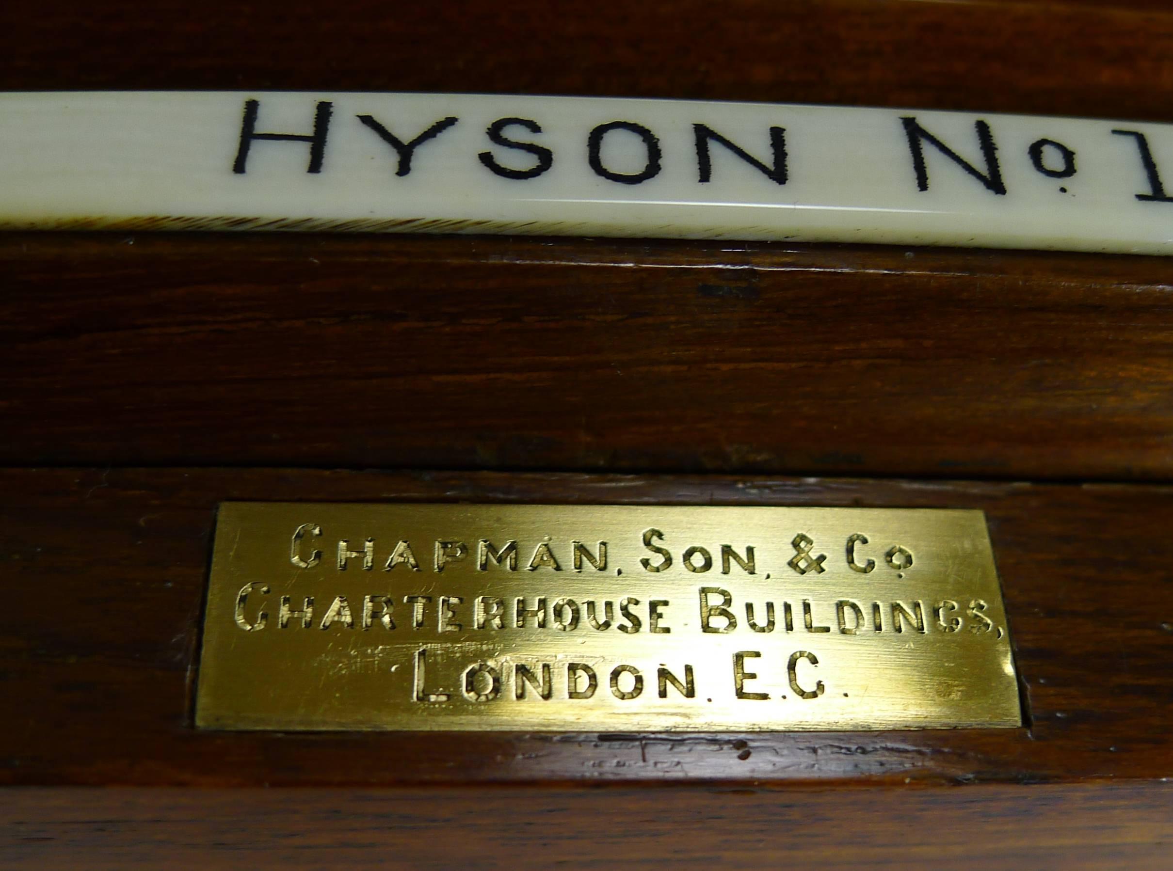 European Brass Bound Military Style Tea Sample Box / Caddy by Chapman Son & Co., London