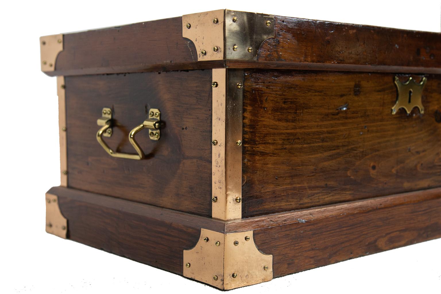 Mid-19th Century Brass Bound Sea Chest For Sale