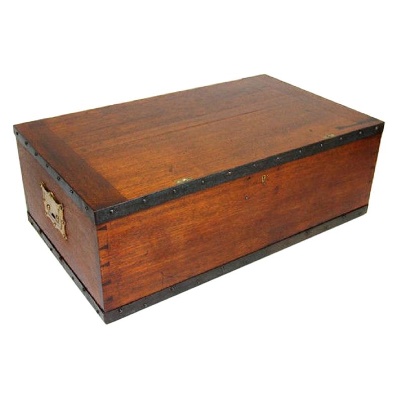 Brass Bound Teak Campaign Trunk