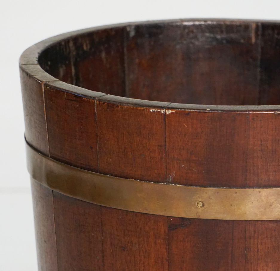Brass-Bound Wooden Wine Cooler or Bucket from England For Sale 6