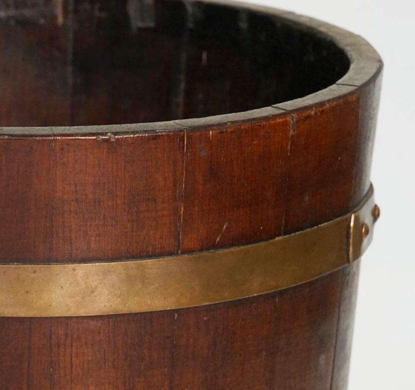 Brass-Bound Wooden Wine Cooler or Bucket from England For Sale 7