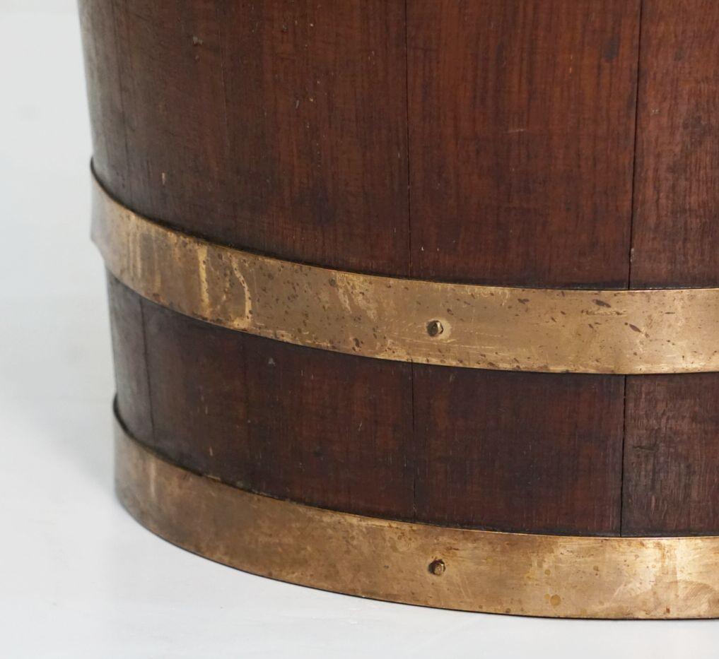 Brass-Bound Wooden Wine Cooler or Bucket from England For Sale 1