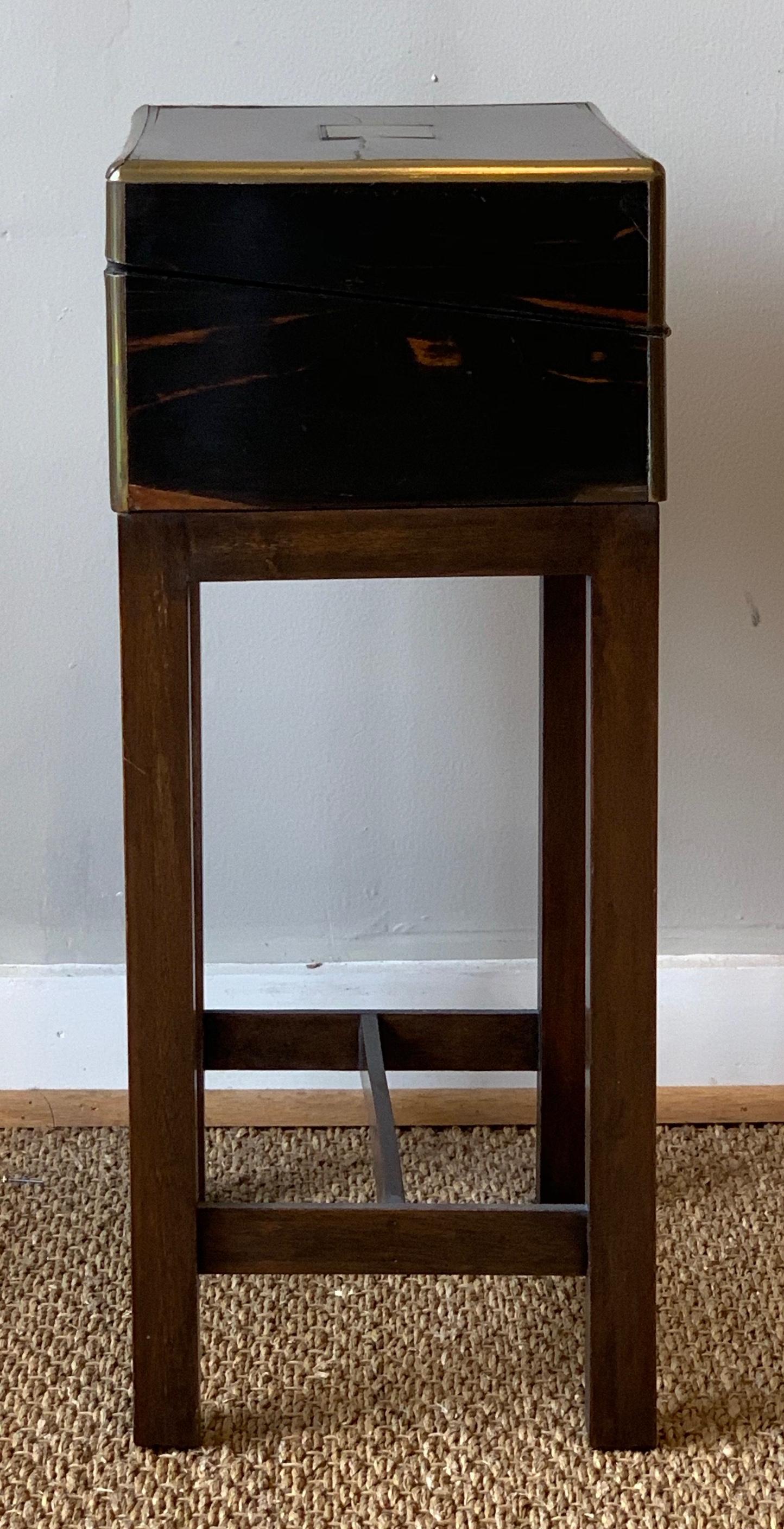Mid-19th Century Brass Bound Writing Box on Stand