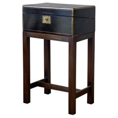 Antique Brass Bound Writing Box on Stand