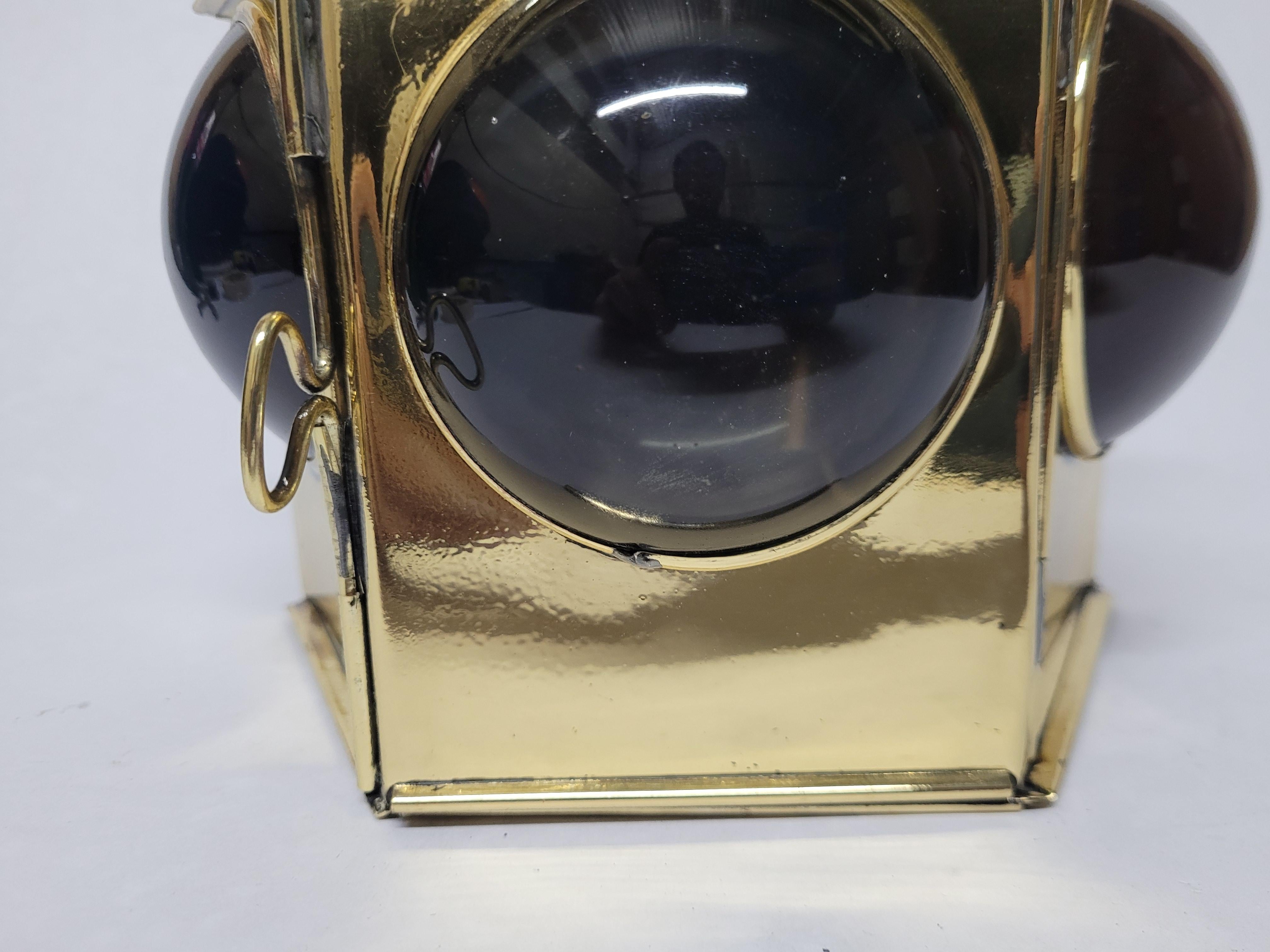 Brass Bow Lantern with Bullseye Lenses For Sale 5