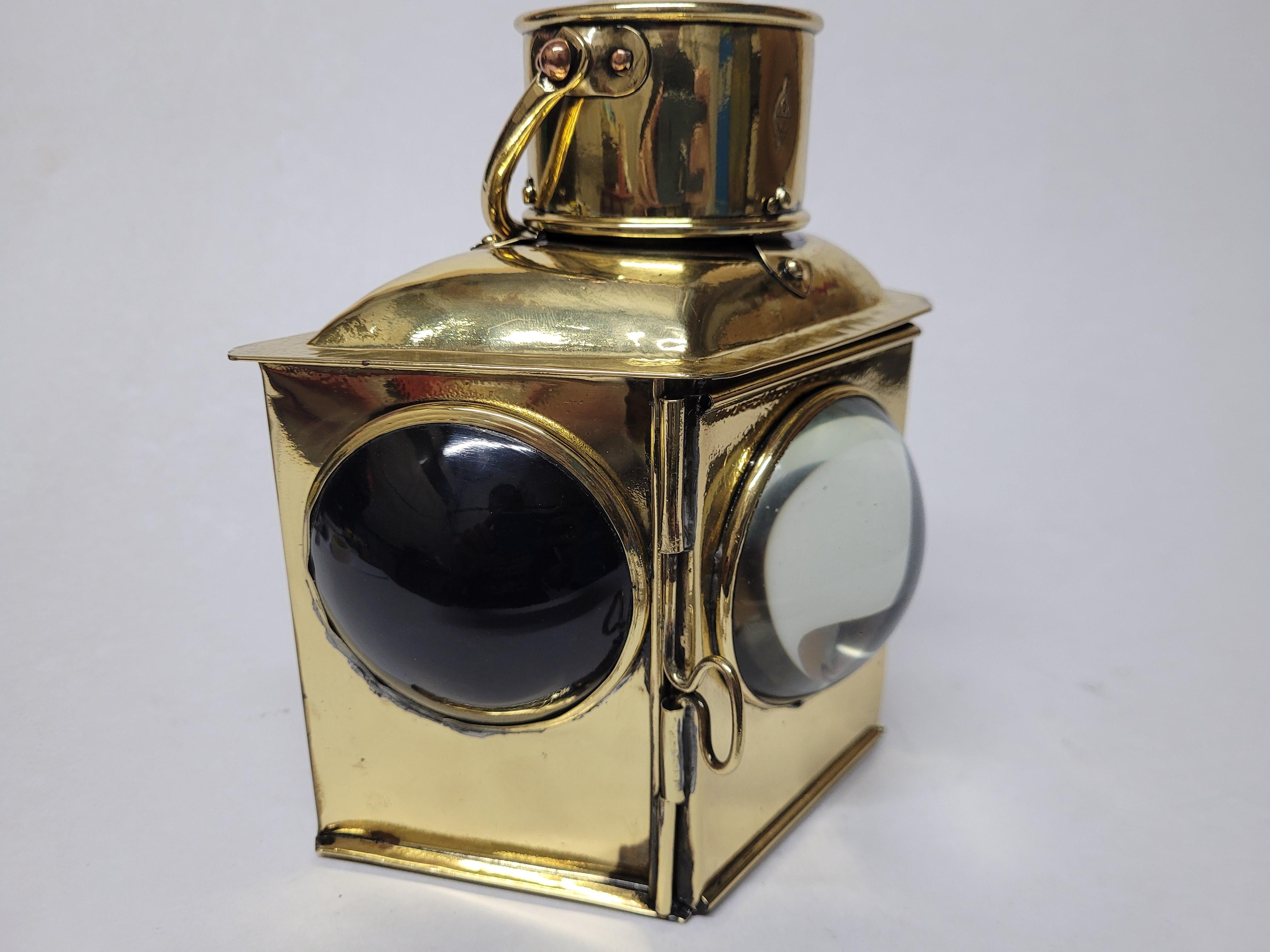 Brass Bow Lantern with Bullseye Lenses For Sale 6