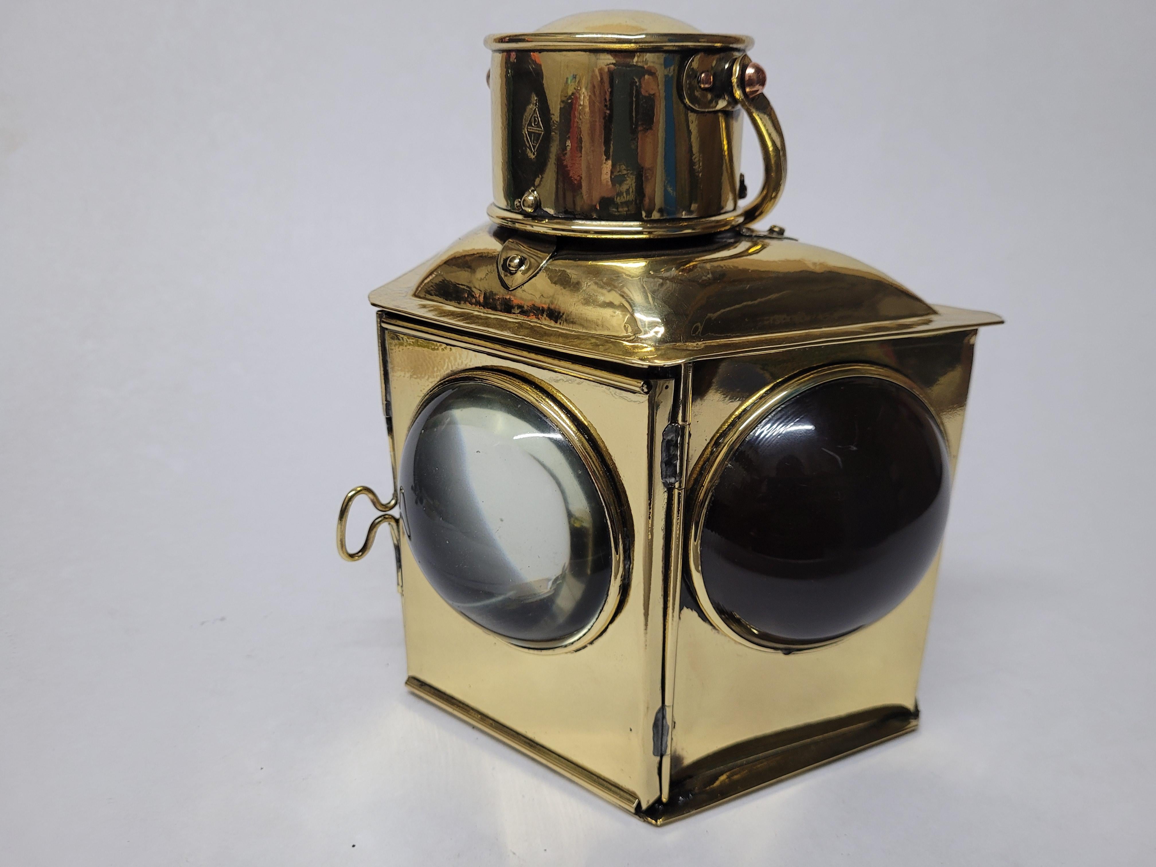 Brass Bow Lantern with Bullseye Lenses For Sale 7
