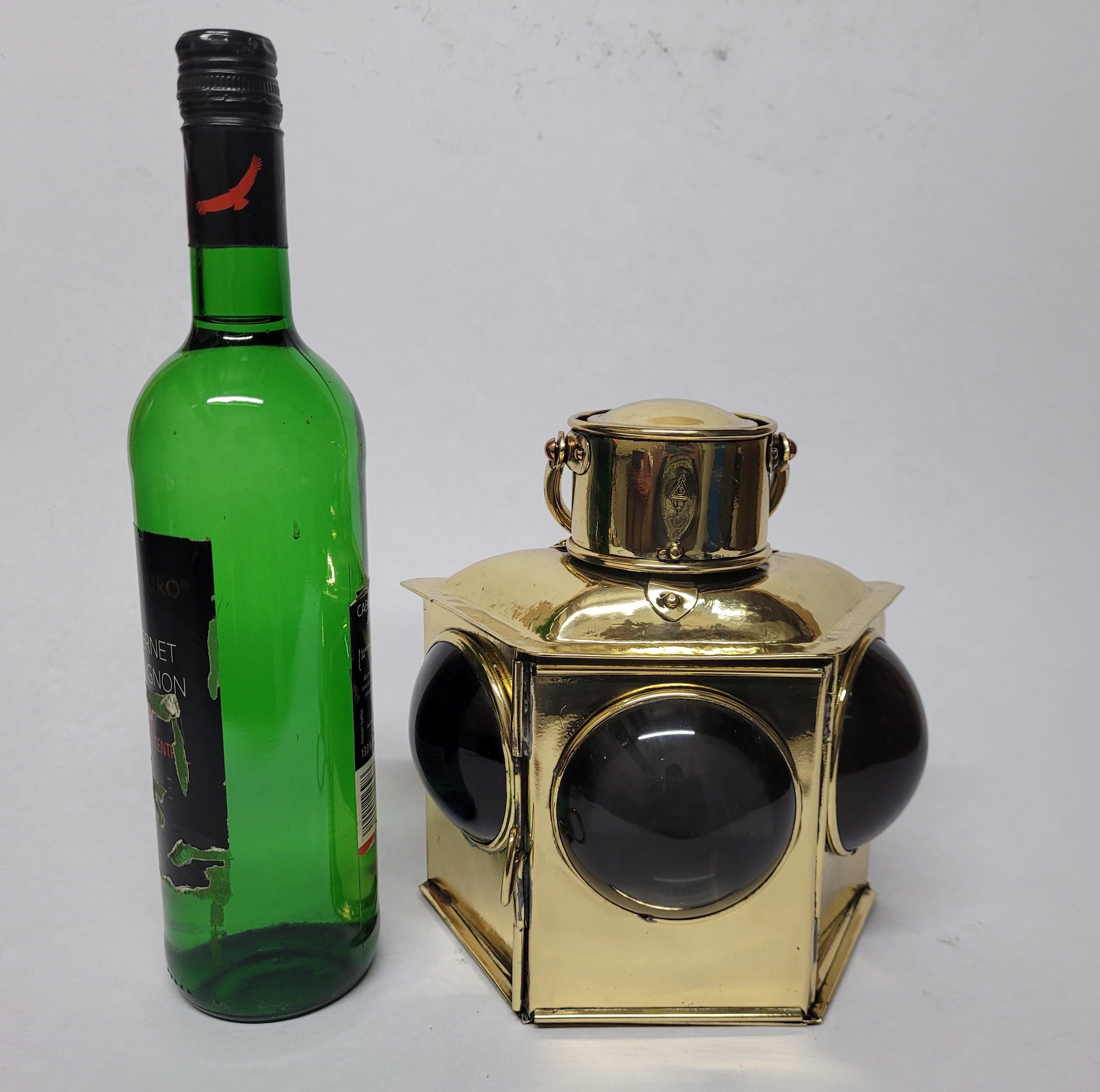 North American Brass Bow Lantern with Bullseye Lenses For Sale