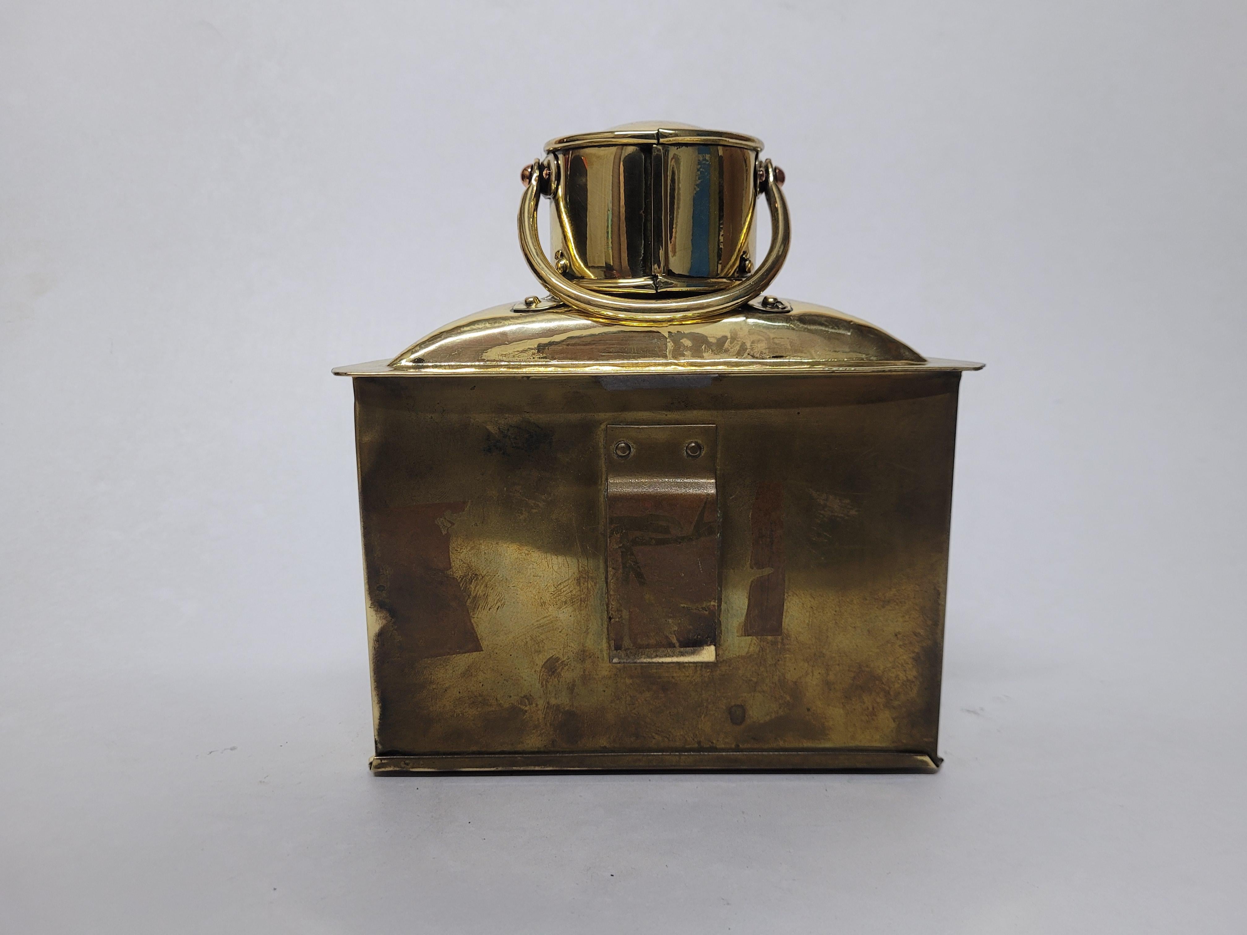Early 20th Century Brass Bow Lantern with Bullseye Lenses For Sale