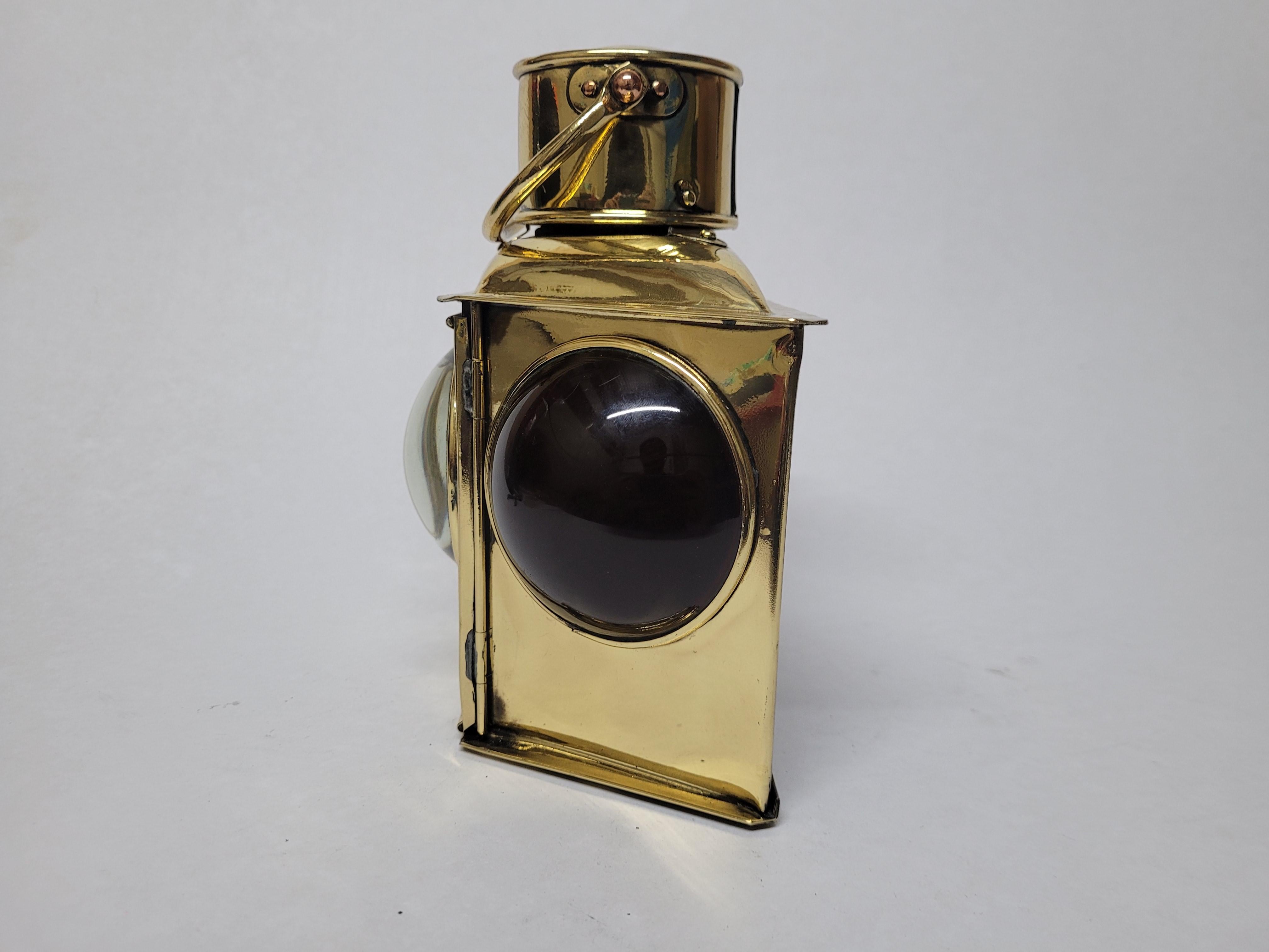 Brass Bow Lantern with Bullseye Lenses For Sale 1