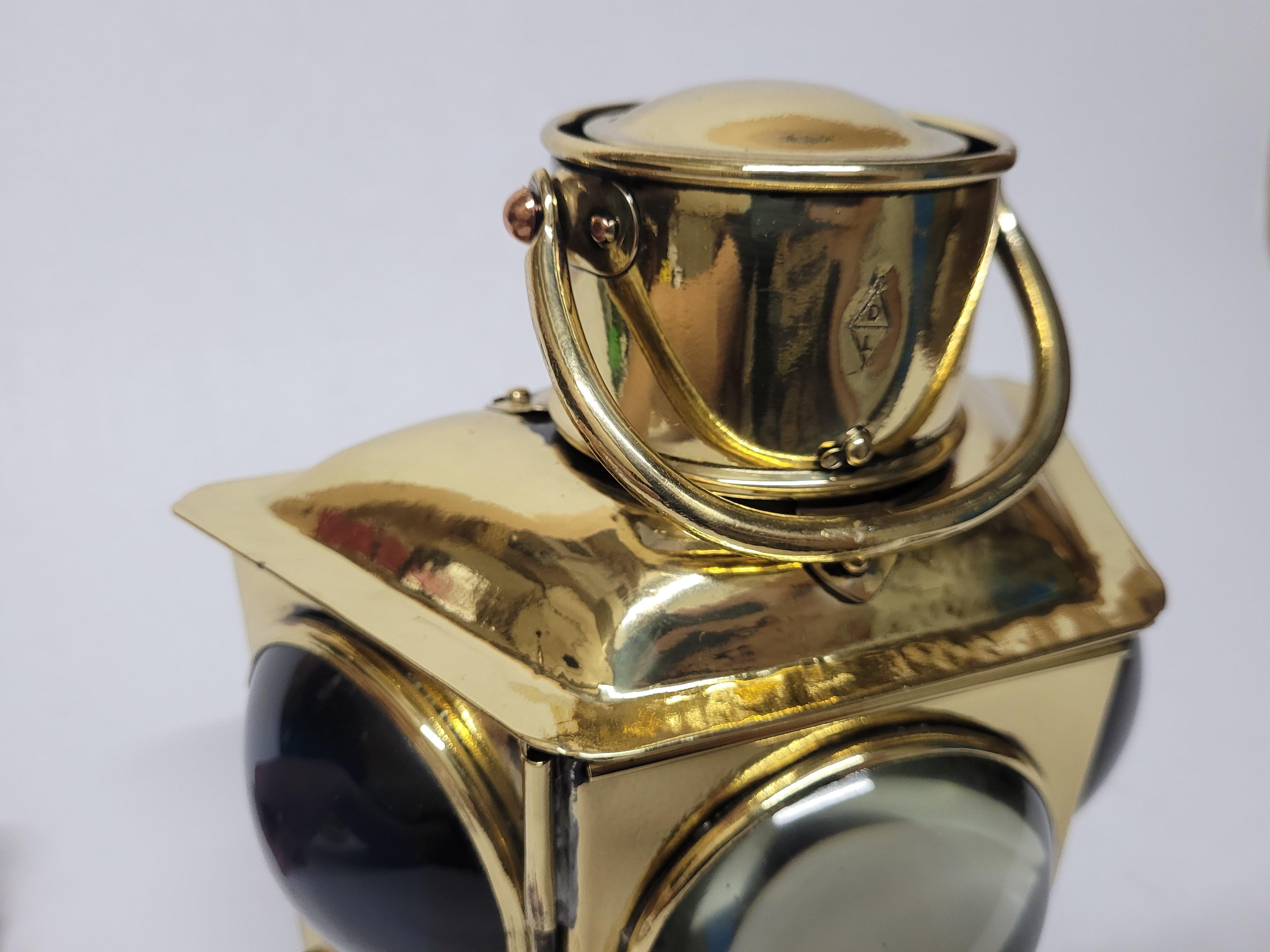 Brass Bow Lantern with Bullseye Lenses For Sale 2