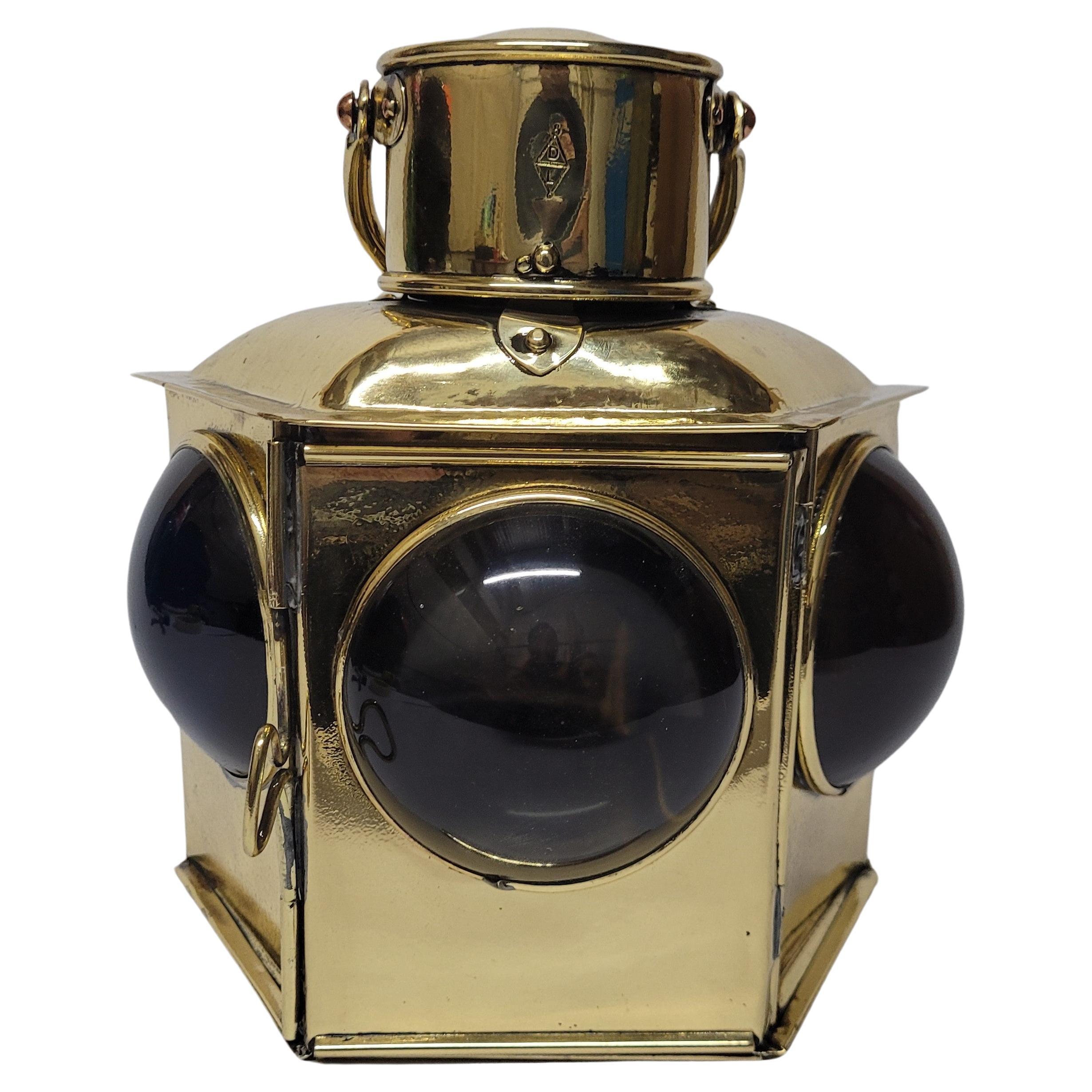 Brass Bow Lantern with Bullseye Lenses For Sale