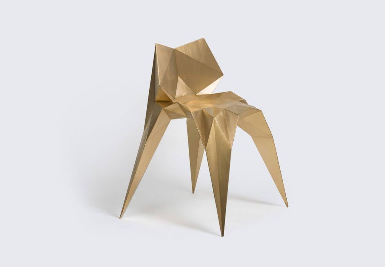 Chairs from the Brass Collection are the second series of objects developed with Endless Forms, Zhoujie’s own digitalized fabrication system that generates an ever-changing family of objects. With a role as more of creator rather than designer,