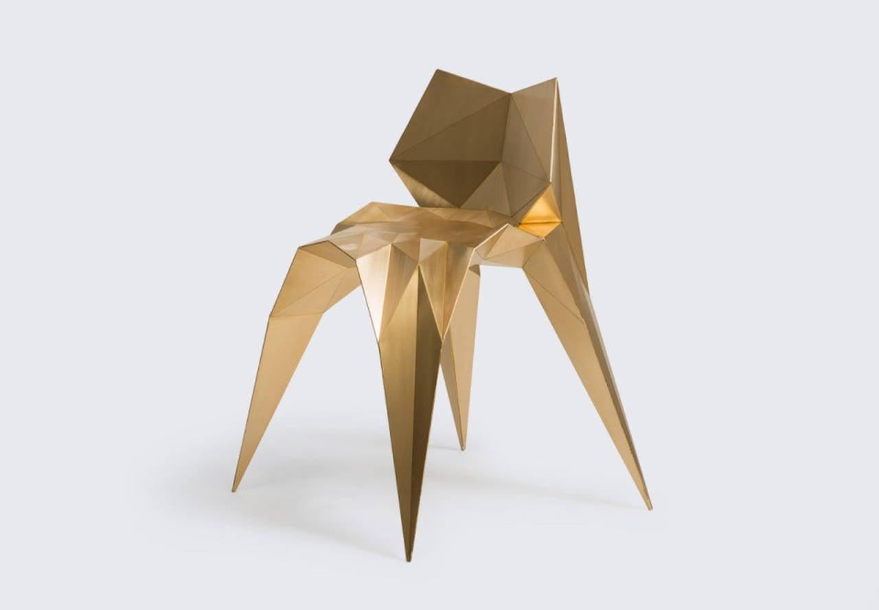 Contemporary Brass Bow Tie Chair Unique Dining Chair by Zhoujie Zhang For Sale