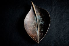 Leaf-shaped brass Bowl with dark Patina by Werkstätte Carl Auböck 1960s