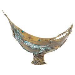 Brass Bowl with Inlay of Semi-Precious Stones, 1960.