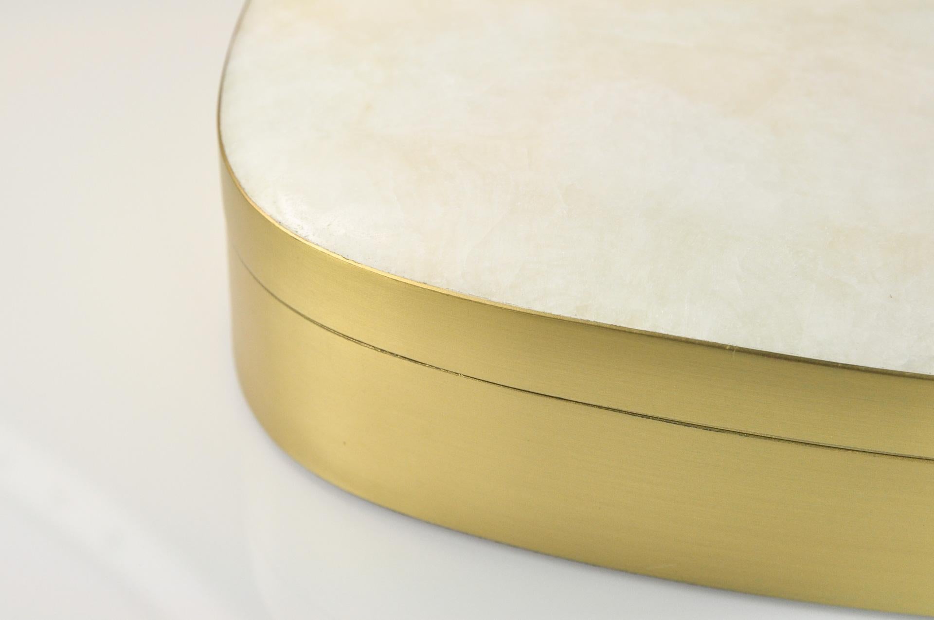 Organic Modern Brass Box with a White Rock Crystal Lid by Ginger Brown