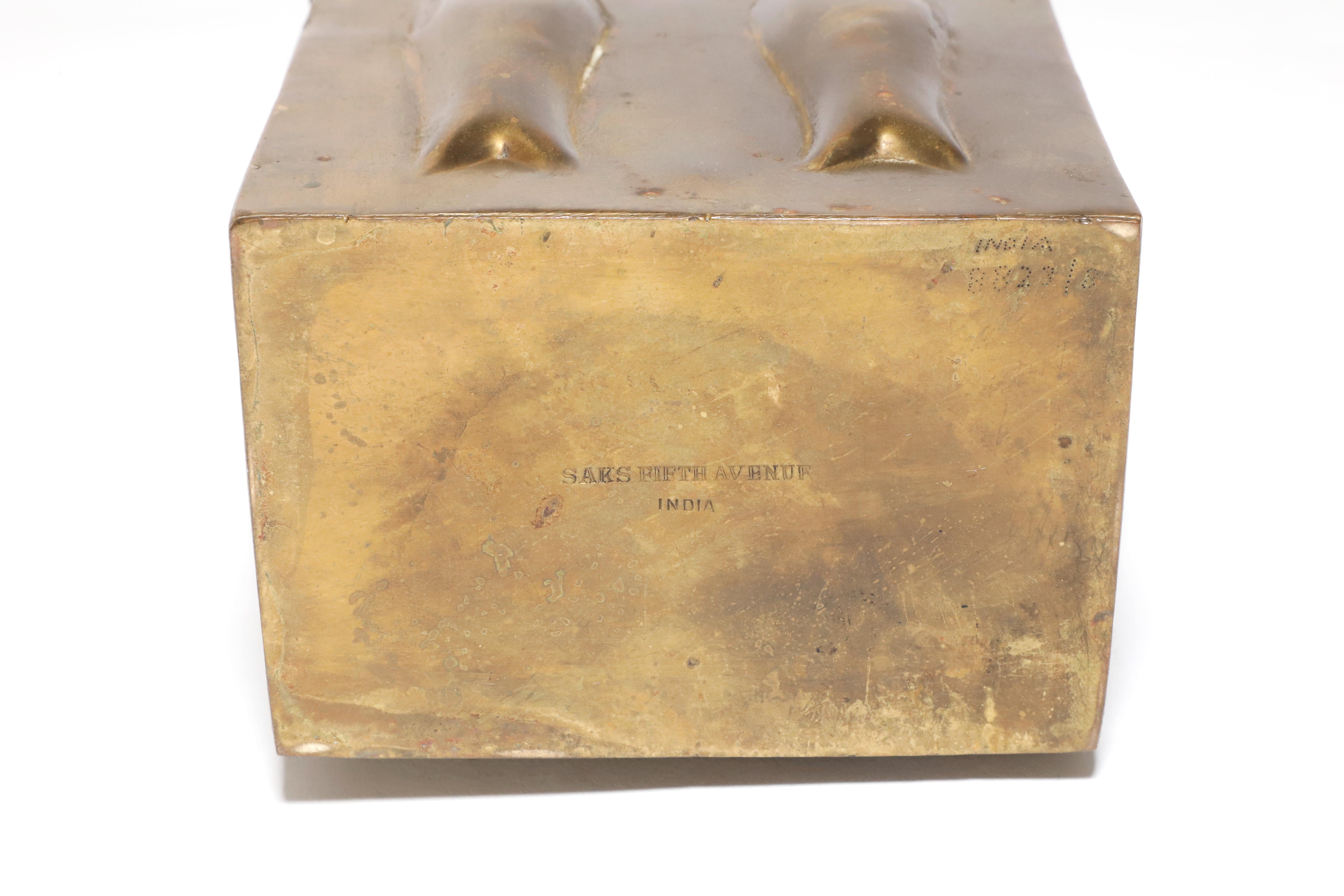 Brass Box with Embossed Fish Silhouttes from Saks Fifth Avenue India For Sale 2