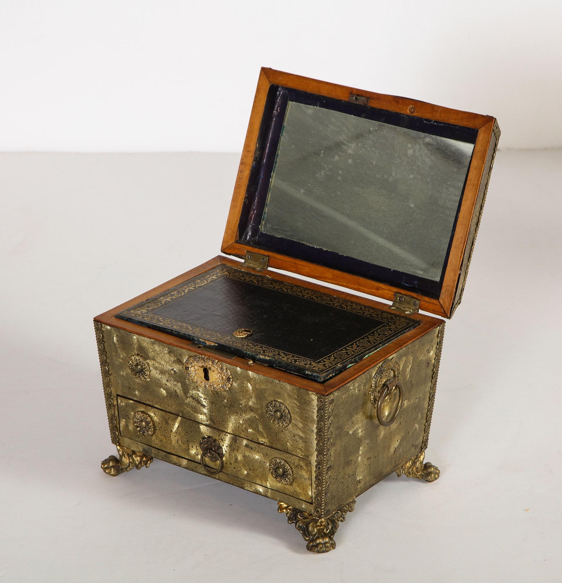 19th Century Brass Box with Filigree For Sale