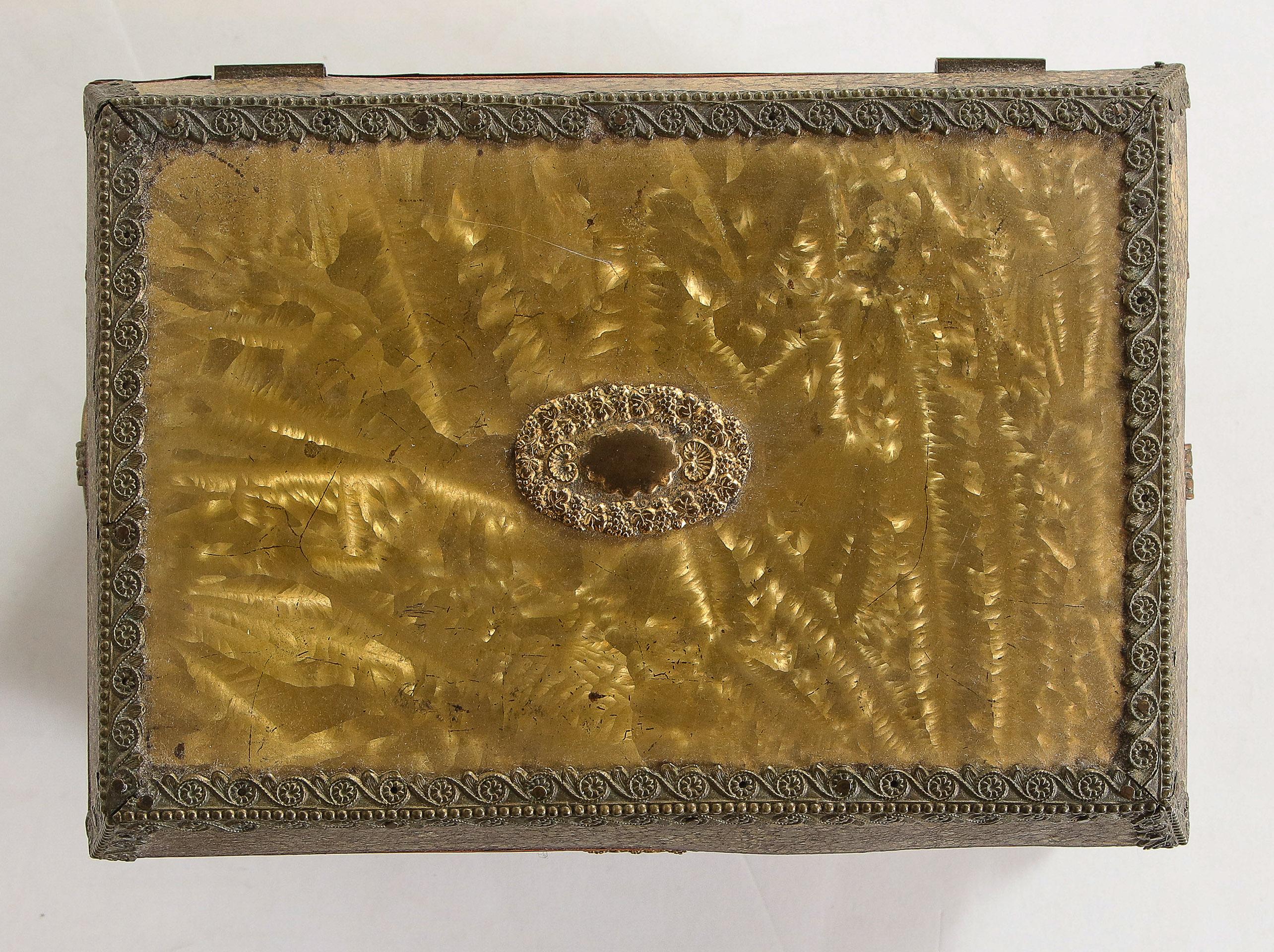 Brass Box with Filigree For Sale 4