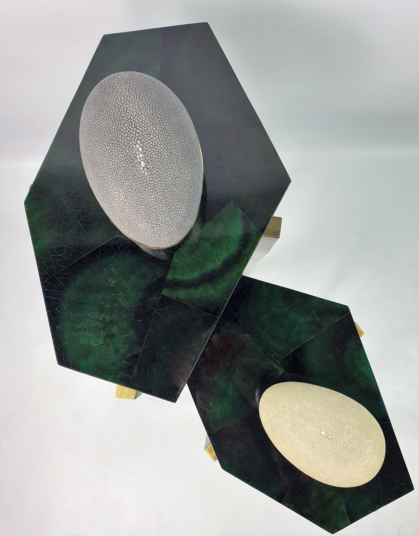 French Brass Box with Shagreen Lid by Ginger Brown