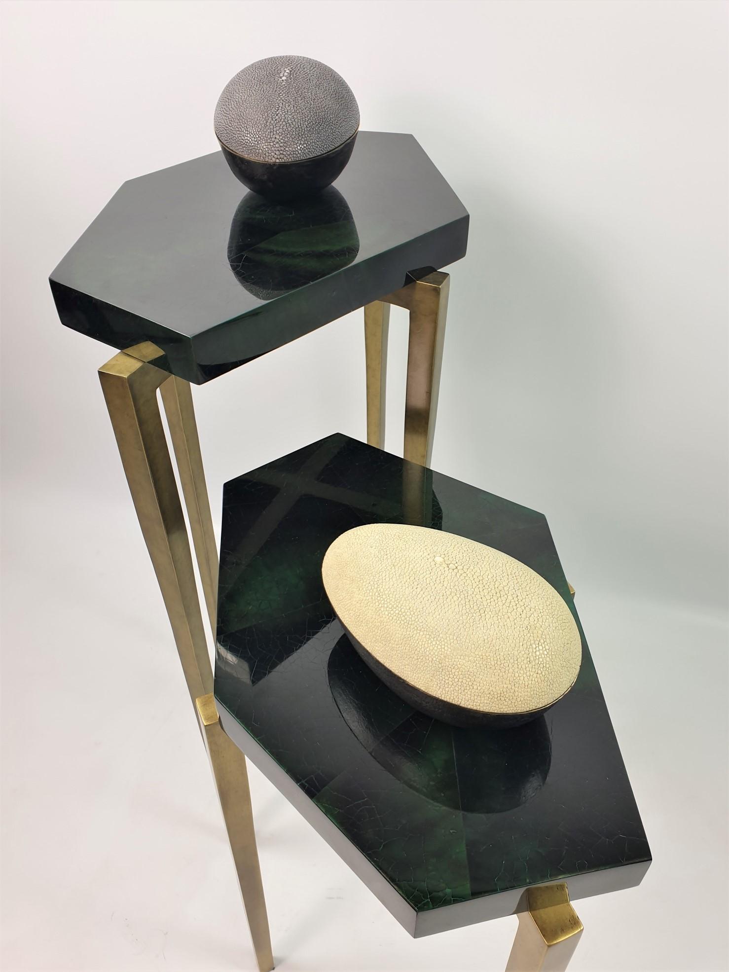 Contemporary Brass Box with Shagreen Lid by Ginger Brown