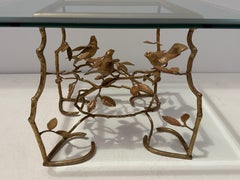 Brass Branch and Parrots Side / End Table Attributed to Giacometti
