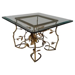 Brass Branch and Parrots Side / End Table Attributed to Giacometti