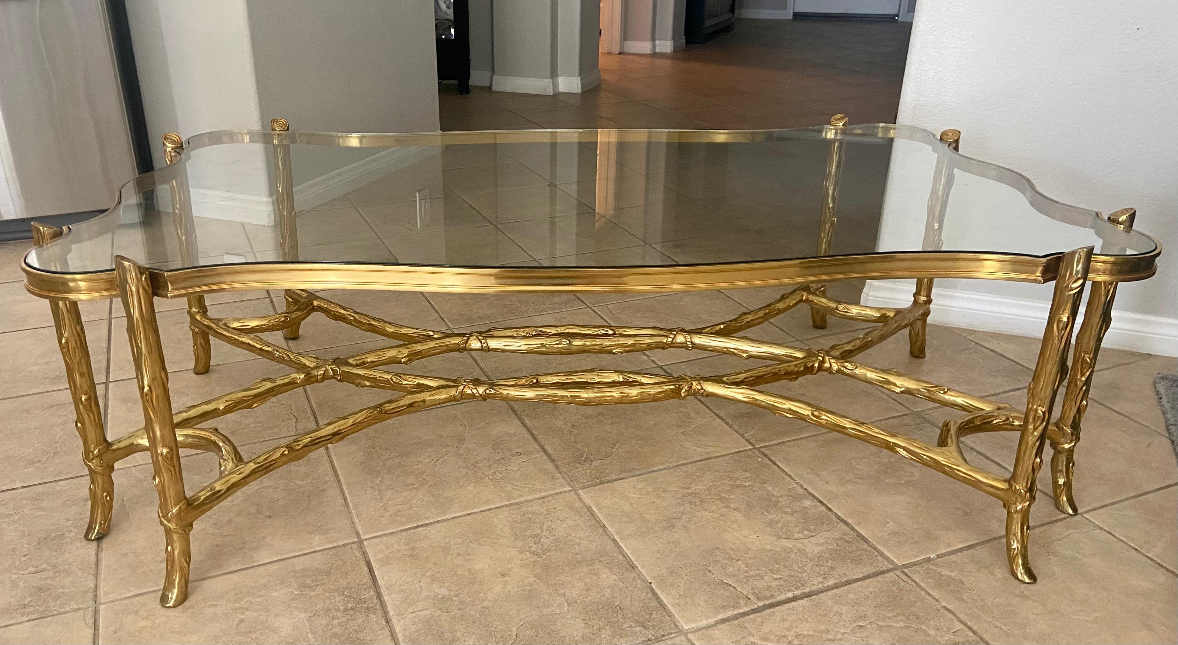 Branch Tree Form Bronze Serpentine Cocktail Coffee Table In Good Condition For Sale In Palm Springs, CA