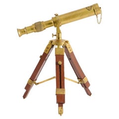 Brass British Royal Navy 1915 Telescope on Tripodal Stand