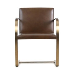 Brass "Brno" Chairs by Mies Van Der Rohe for Knoll International, Signed 1976