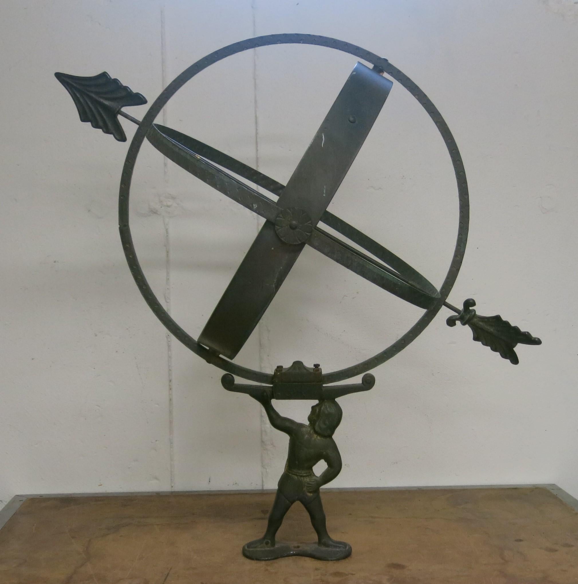 Swedish Brass Bronze and Copper Armillary Sundial Attributed to Sune Rooth For Sale