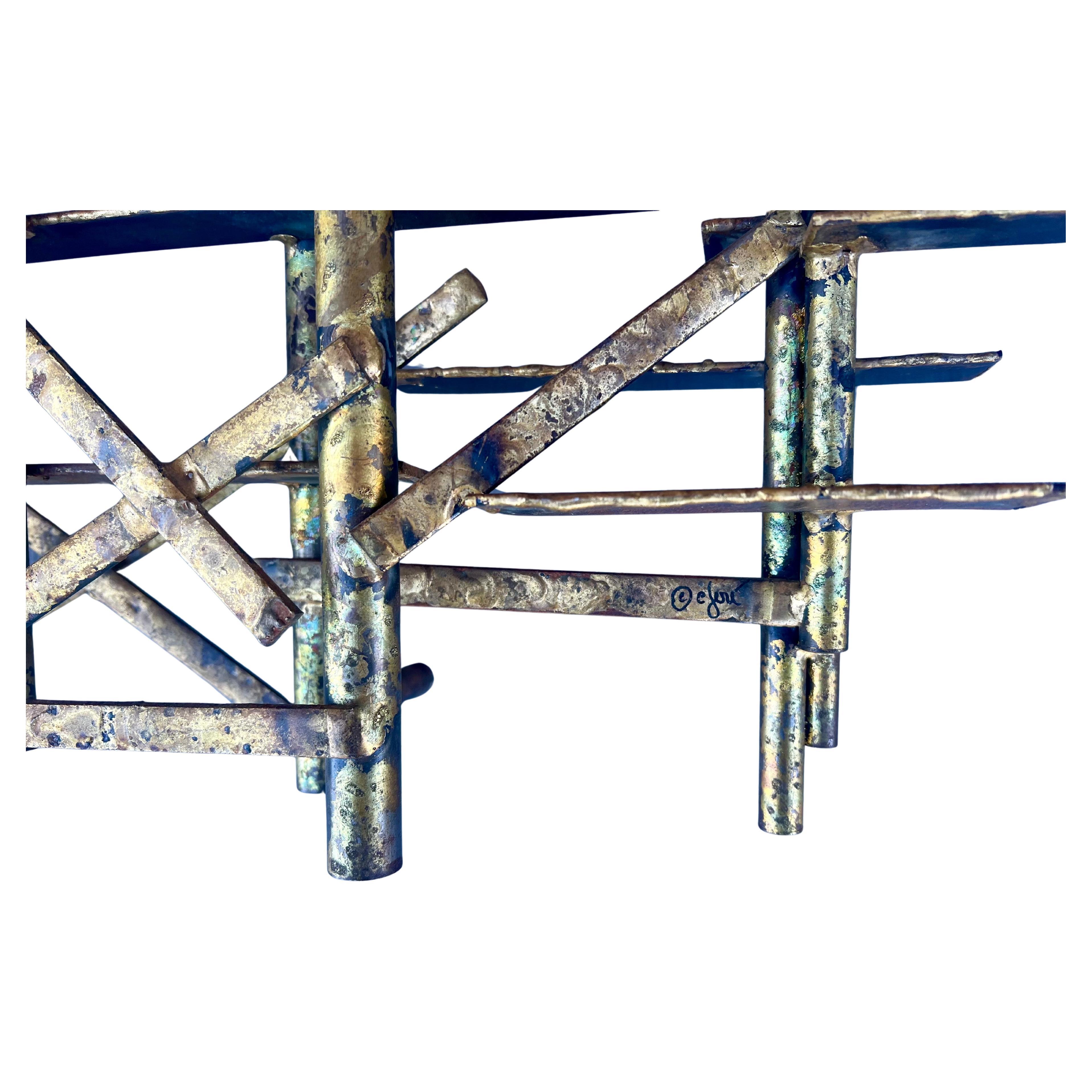 Fantastic brass wall sculpture signed C, Jere for Artisan House, circa 1970's bronze & brass rare and beautiful piece in patinated original finish.
