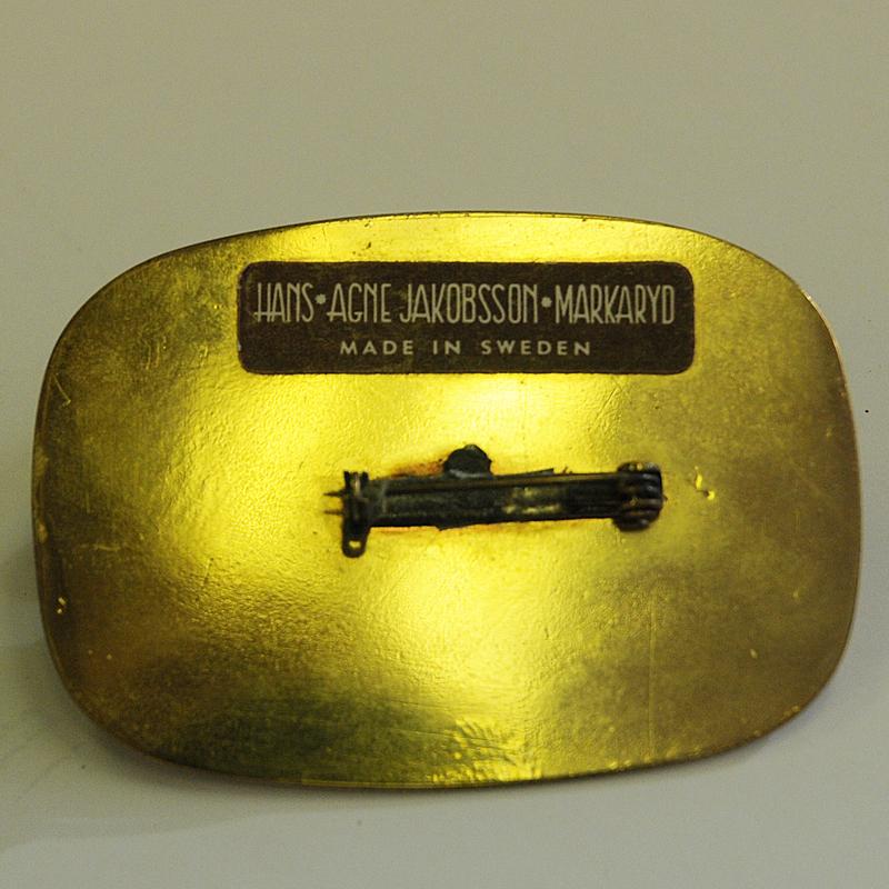 Mid-20th Century Vintage Brass Brooch by Hans-Agne Jakobsson, Markaryd, Sweden, 1960s