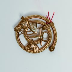 Brass Brooch with Horse Motif and Hooks for Boots