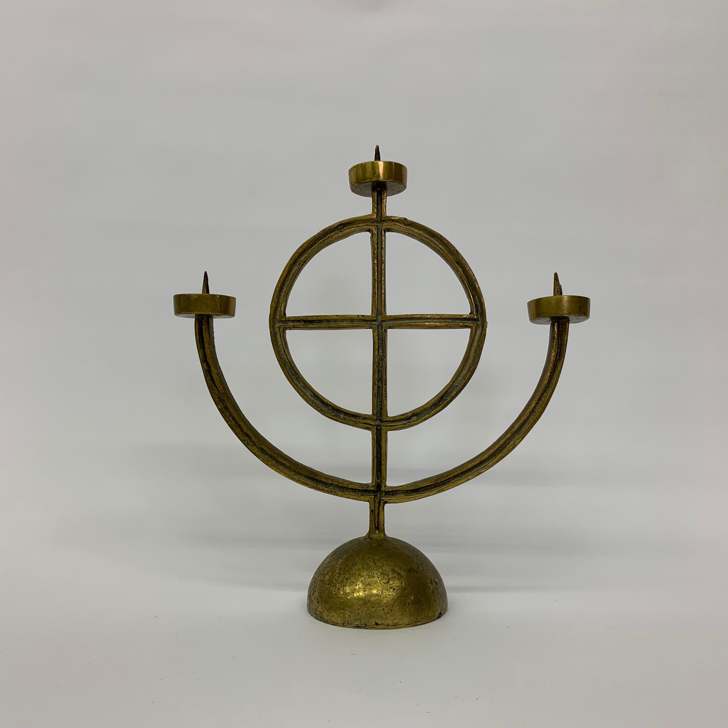 Brutalist Brass brutalist candle stick, 1960’s For Sale