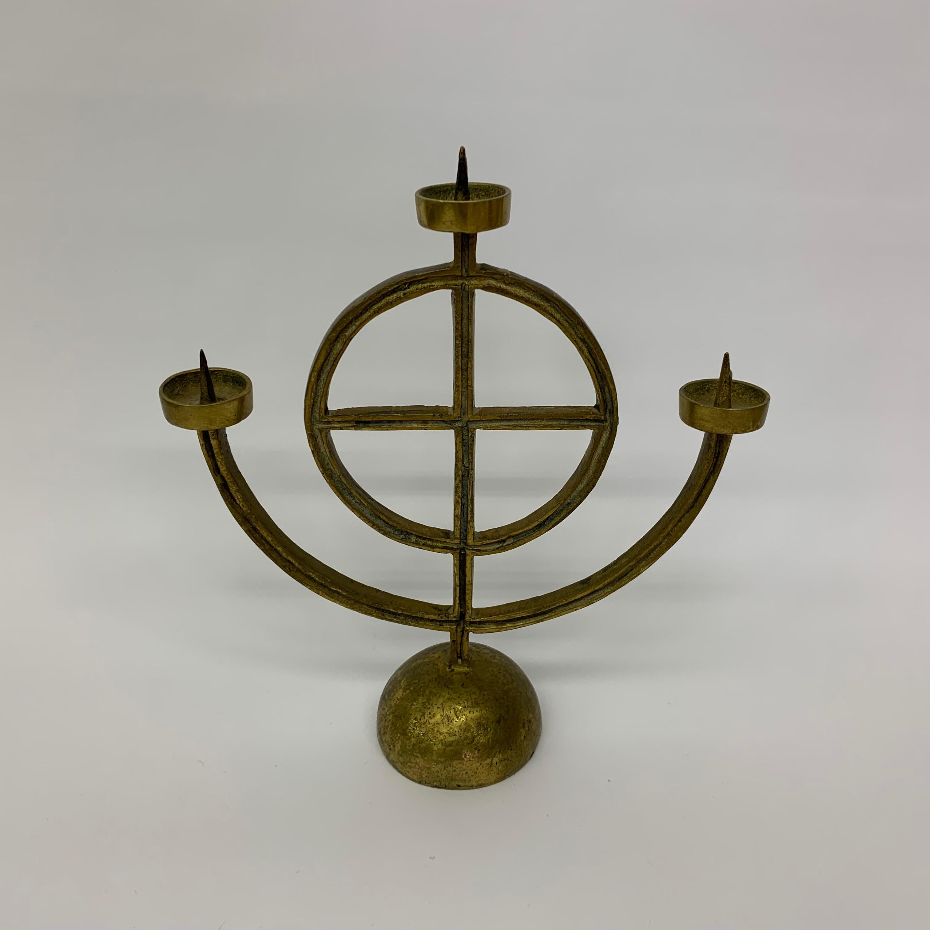 German Brass brutalist candle stick, 1960’s For Sale