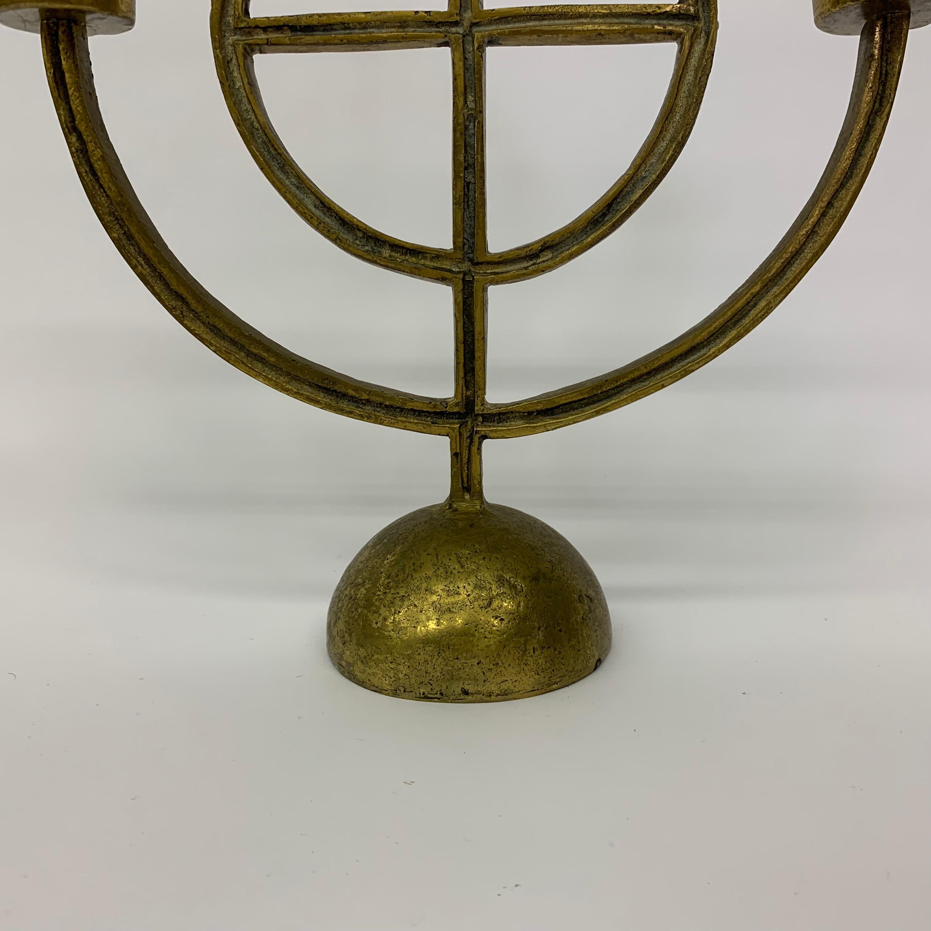 Brass brutalist candle stick, 1960’s In Good Condition For Sale In Delft, NL