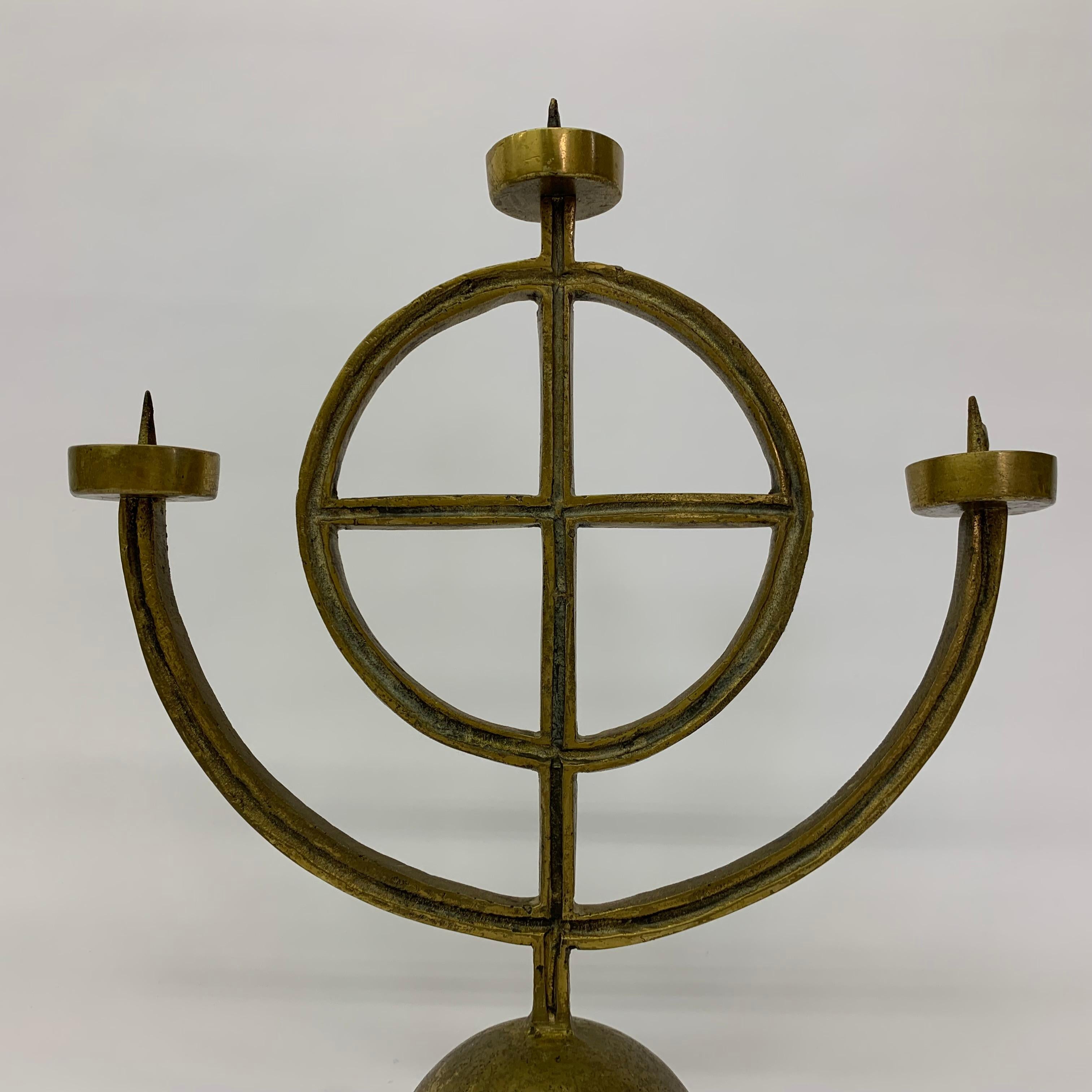 Mid-20th Century Brass brutalist candle stick, 1960’s For Sale