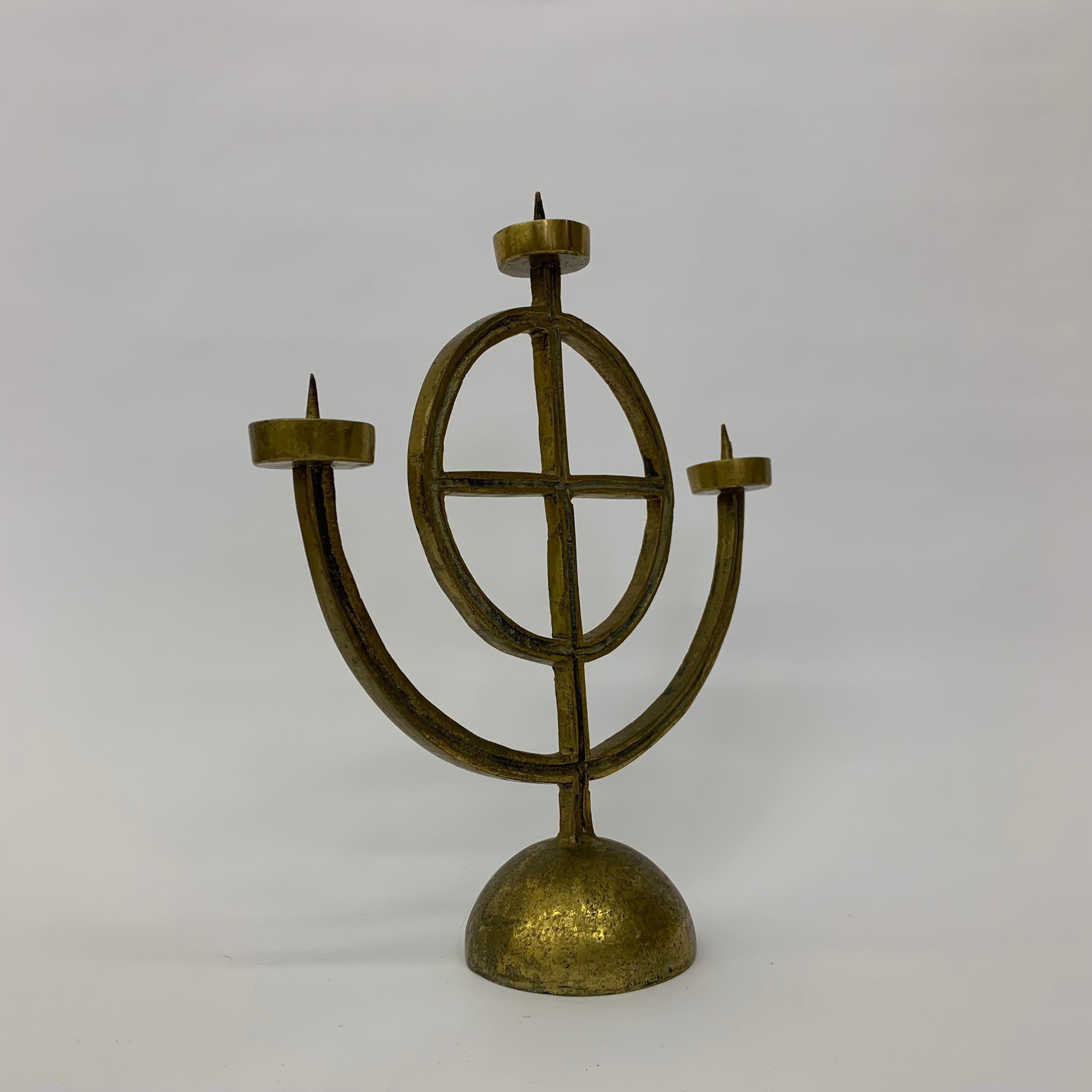Brass brutalist candle stick, 1960’s For Sale 1