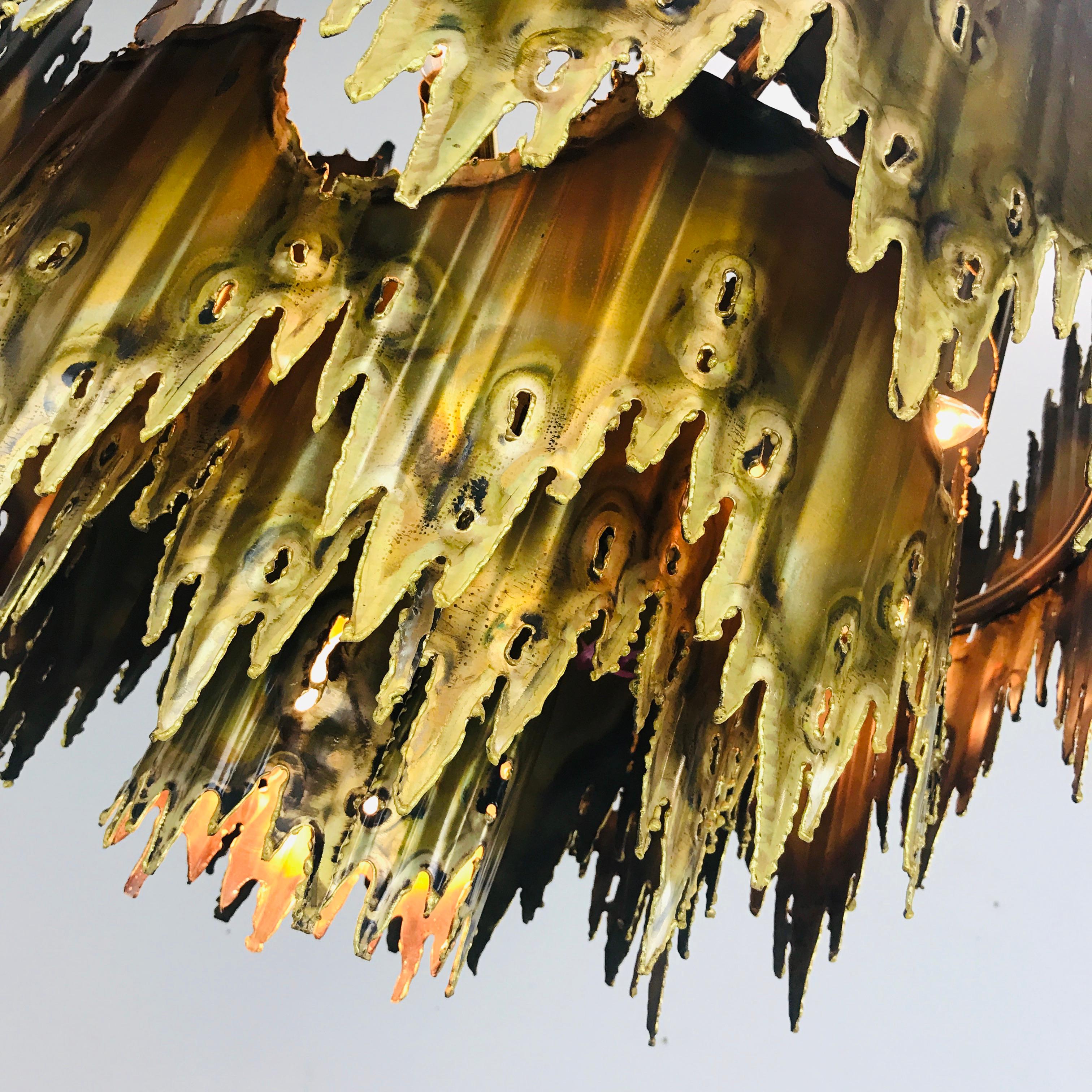 Brass Brutalist Chandelier by Feldman 1