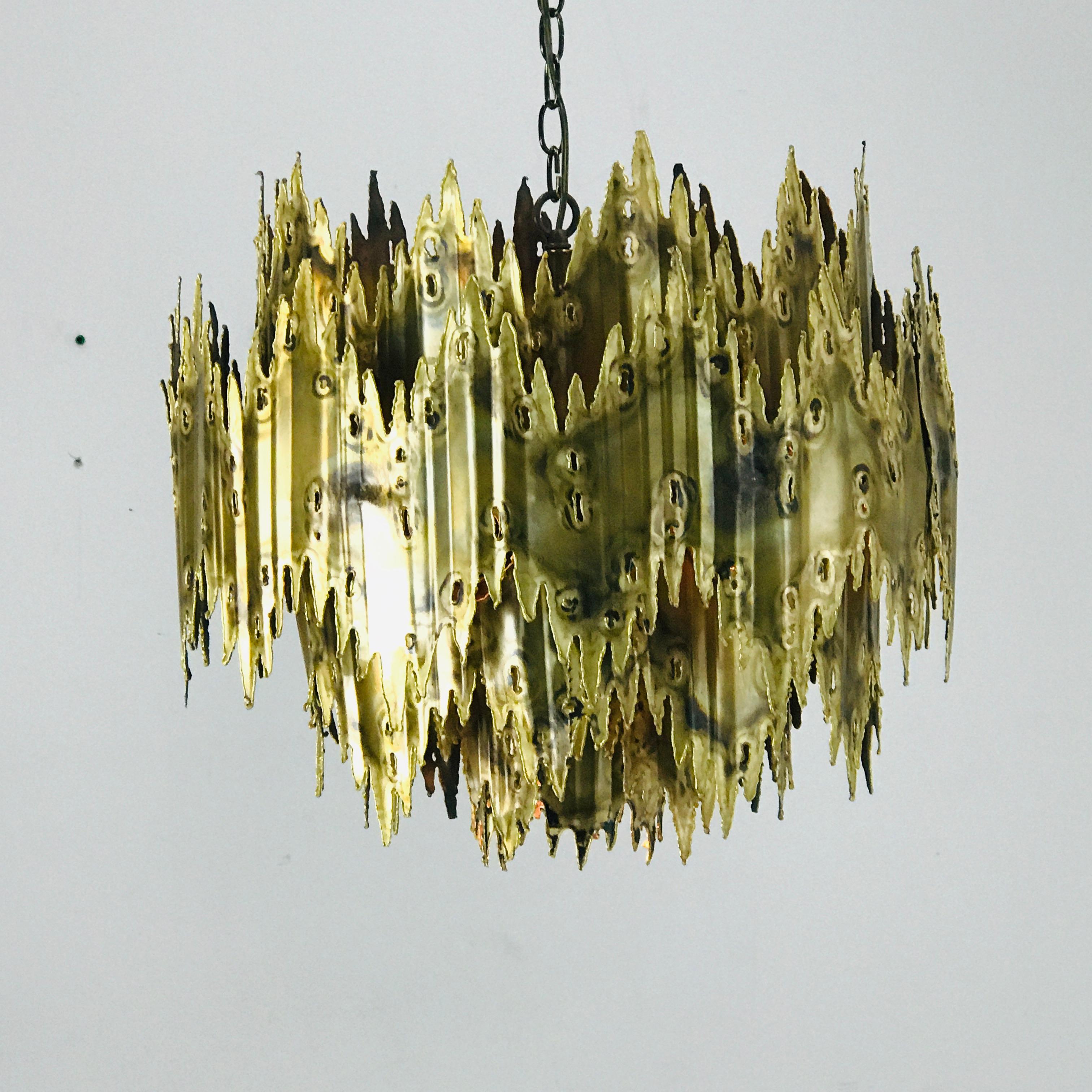 Brass Brutalist Chandelier by Feldman 3