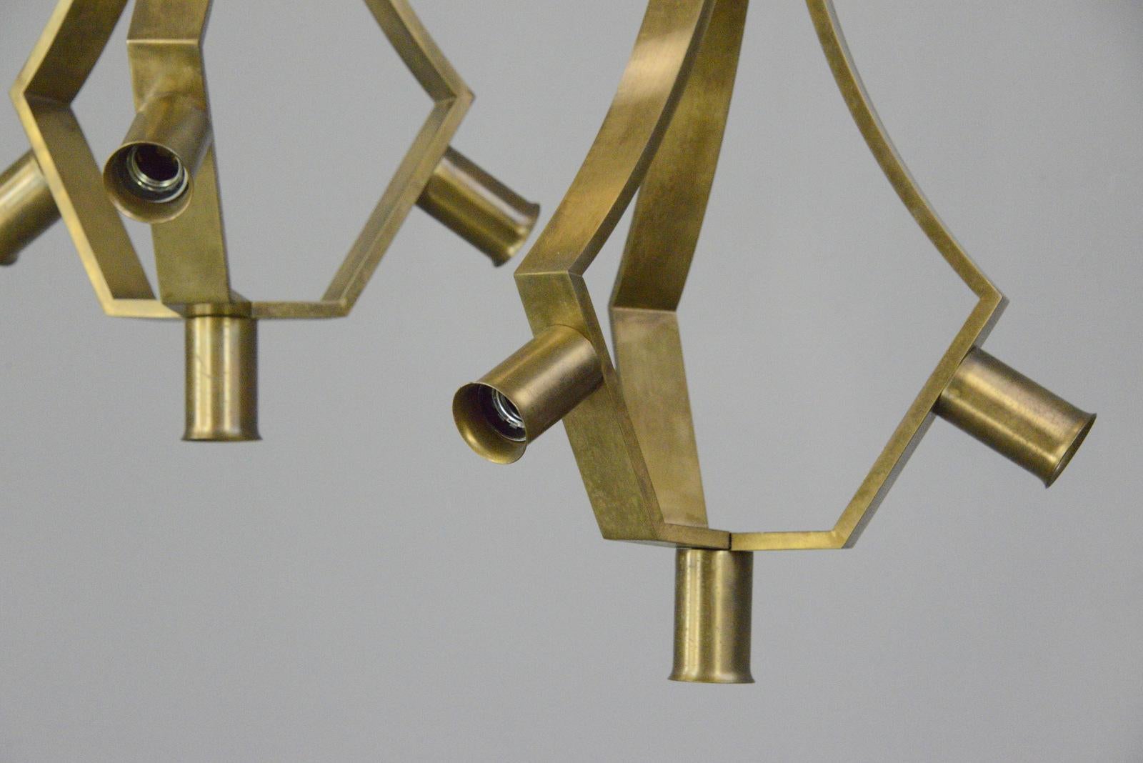Brass Brutalist Pendant Lights by Schonwandt circa 1970s In Good Condition In Gloucester, GB