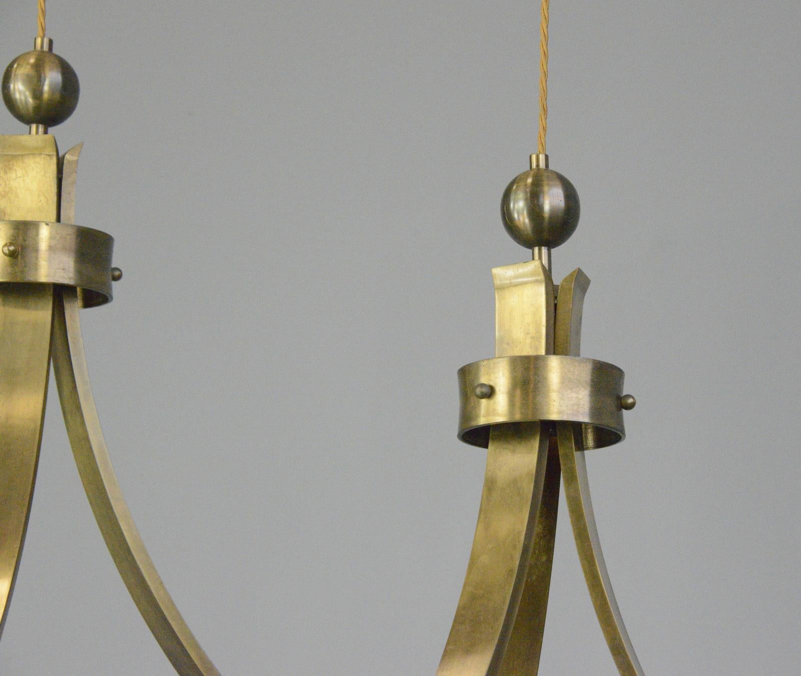 Late 20th Century Brass Brutalist Pendant Lights by Schonwandt circa 1970s