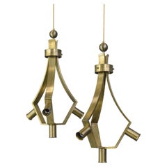 Brass Brutalist Pendant Lights by Schonwandt circa 1970s