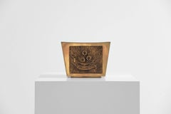 Coffre-fort sculptural brutaliste en laiton Belgique 1960