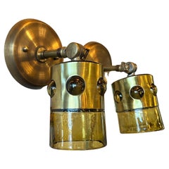 Vintage Brass, Brutalist Wall Sconces, Pair